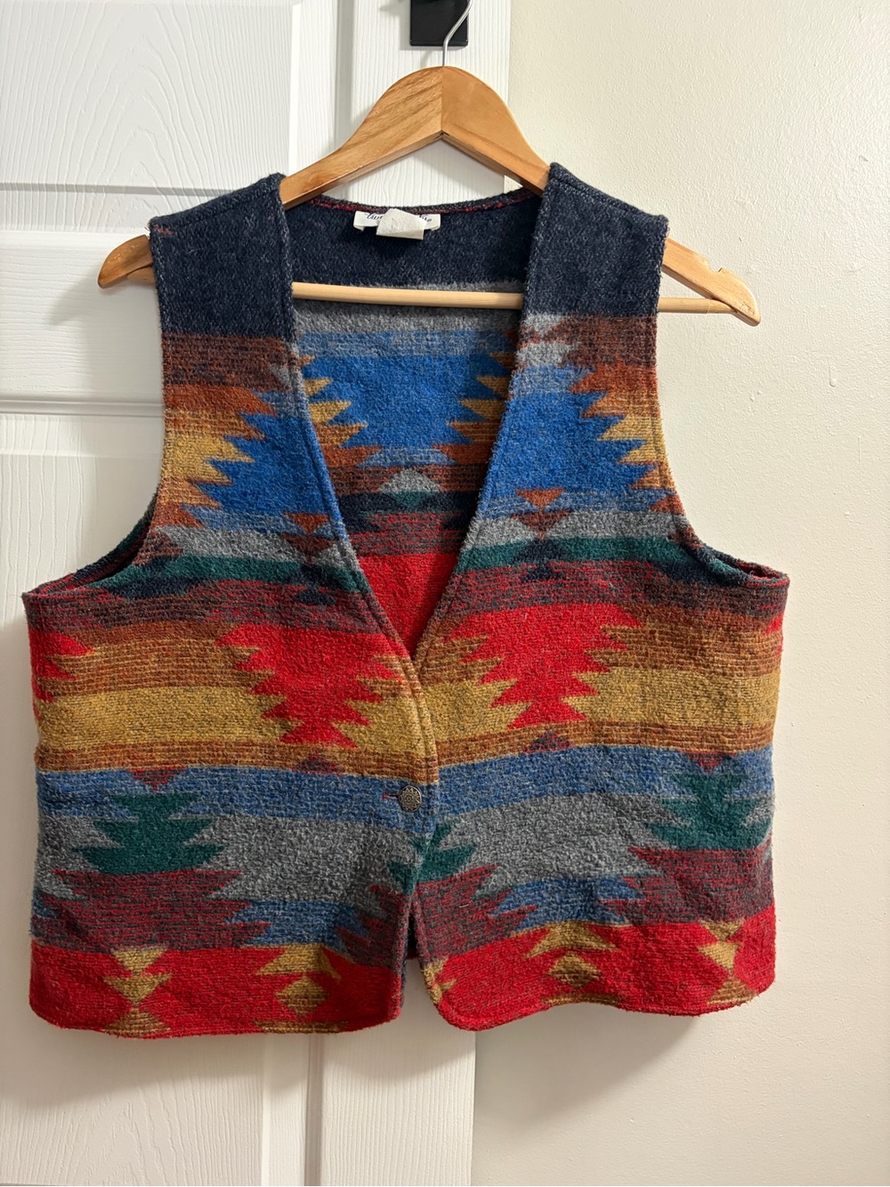 Funky bright colors Southwestern Pattern Wool Blend Vest - Perfect for fall!